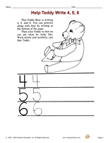 Help Teddy Write 4, 5, 6
