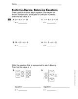Exploring Algebra: Balancing Equations (Gr. 5)