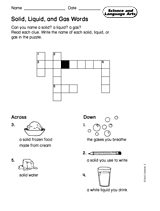 Science and Language Arts: Solid, Liquid, and Gas Words