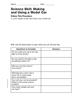 Science Skill: Making and Using a Model Car