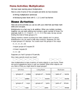 Home Activities: Multiplication
