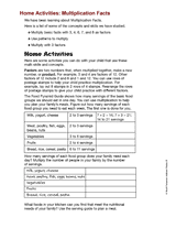 Home Activities: Multiplication Facts
