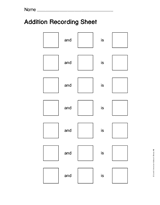 Addition Recording Sheet