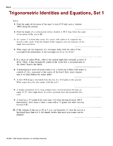Trigonometric Identities and Equations, Set 1