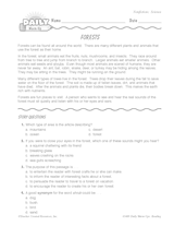 Science Reading Warm-Up: Forest Ecology