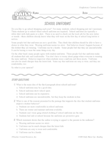 Education Issues Reading Warm-Up: School Uniforms