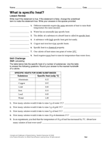 What Is Specific Heat?