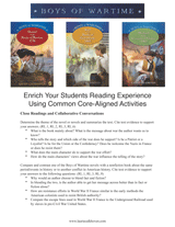 Boys of Wartime Common Core Activities